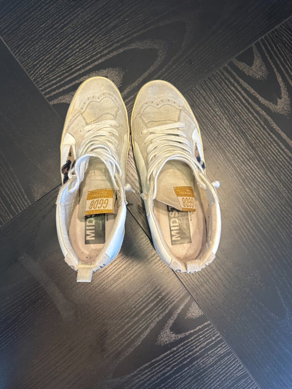 Golden Goose Mid Star sneakers in classic white leather with leopard-print star - Picture 4 of 5